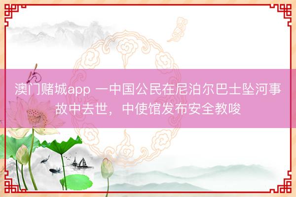 澳门赌城app 一中国公民在尼泊尔巴士坠河事故中去世,中使馆发布安全教唆