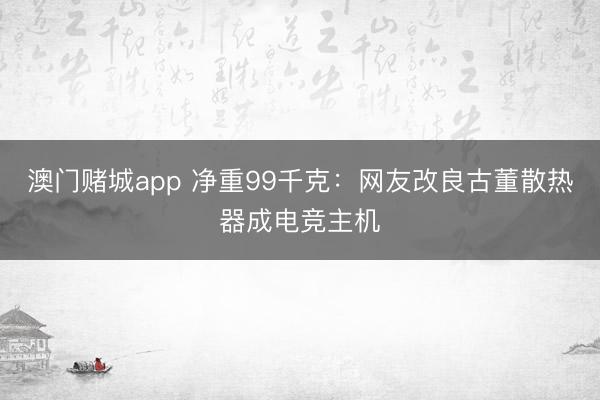 澳门赌城app 净重99千克:网友改良古董散热器成电竞主机