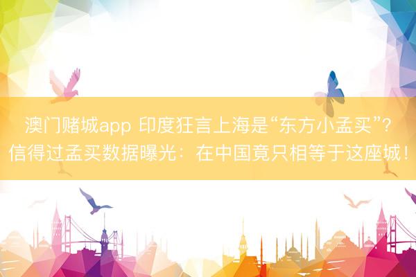 澳门赌城app 印度狂言上海是“东方小孟买”?信得过孟买数据曝光:在中国竟只相等于这座城!