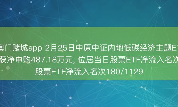 澳门赌城app 2月25日中原中证内地低碳经济主题ETF(159790)获净申购487.18万元, 位居当日股票ETF净流入名次180/1129